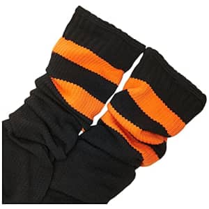 Leg Avenue Women's Athletic Three Striped Knee High Socks, Black/Orange, One Size for $16
