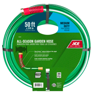 Ace Hardware 5/8" x 50-Foot Medium-Duty Hose for $12 for Ace Rewards members Ace Hardware 5/8" x 50-Foot Medium-Duty Hose for $12 for Ace Rewards members