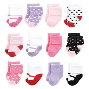 Luvable Friends Unisex Baby Newborn and Baby Terry Socks, Coral Lilac Mary Janes, 0-6 Months for $27