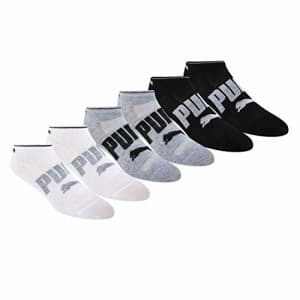 PUMA Women's 6 Pack Runner Socks, Black/Grey/White Logo, 9-11 for $9