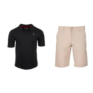 Spyder Men's Polo w/ Chaps Men's Flat Front Shorts for $25