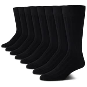 Calvin Klein Men's Dress Socks - Lightweight Cotton Blend Crew Socks (8 Pack), Size 7-12, Black for $39