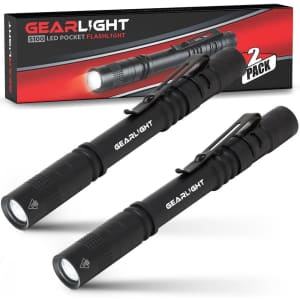 GearLight S100 LED Pocket Pen Light 2-Pack for $16