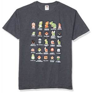 Nintendo Men's Pixel Cast T-Shirt, Gray, x-Large for $13