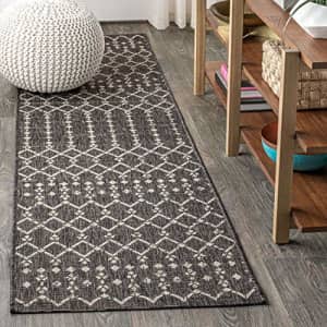 JONATHAN Y Ourika Moroccan Geometric Textured Weave Indoor/Outdoor Black/Gray 2 ft. x 8 ft. Runner for $41