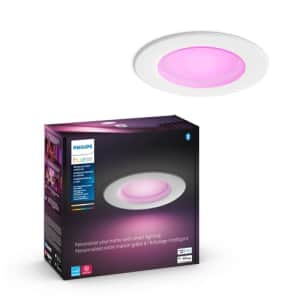 Philips Hue White and Color Ambiance Smart Retrofit Recessed Downlight 5/6", Bluetooth & Zigbee for $42