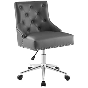 Modway Regent Tufted Button Faux Leather Swivel Office Chair with Nailhead Trim in Gray for $216