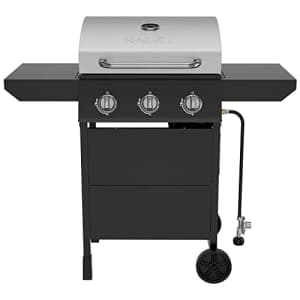 Nexgrill Premium 3 Burner Propane Barbecue Gas Grill, Side Table Open Chart with Wheels, Outdoor for $189