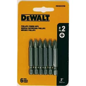 DEWALT DW2022CR6 #2 Phillips 2-inch Power Bits- 6pk Card for $12