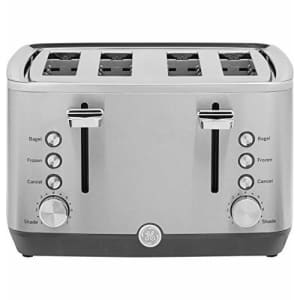 GE 4-Slice Toaster, Easy-to Use 1500 Watt Toaster with Pre-Set Controls for 7 Shade Settings, for $76