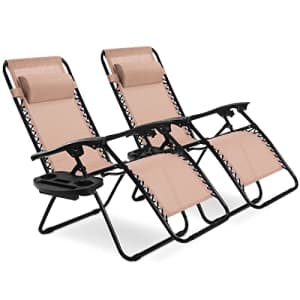 Goplus Zero Gravity Chair, Adjustable Folding Reclining Lounge Chair with Pillow and Cup Holder, for $130
