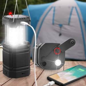Mesqool 3000mAh Hand Crank Solar Collapsible Lantern for $22