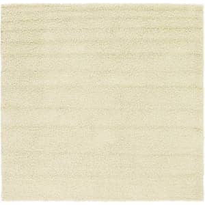 Unique Loom Solo Solid Shag Collection Modern Plush Pure Ivory Square Rug (8' 2 x 8' 2) for $110 Unique Loom Solo Solid Shag Collection Modern Plush Pure Ivory Square Rug (8' 2 x 8' 2) for $110