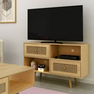 Atlantic Furniture Atlantic Loft & Luv Coda Rattan TV/Entertainment Stand for $77