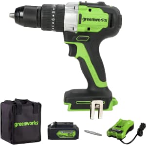 Greenworks 24V Brushless Cordless Hammer Drill Kit for $123