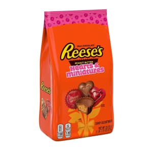 Reese's Peanut Butter Hearts & Minatures 23.75-oz. Bag for $8 Reese's Peanut Butter Hearts & Minatures 23.75-oz. Bag for $8