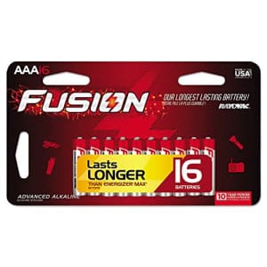 Rayovac 82416LTFUSK Fusion Advanced Alkaline Batteries, AAA, 16/Pack for $17