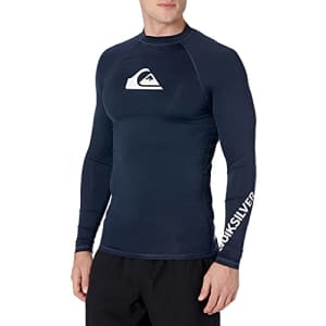 Quiksilver mens All Time Long Sleeve Rashguard Upf 50 Sun Protection Surf Rash Guard Shirt, Navy for $21