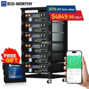 Eco-Worthy 30.72kWh 48V 100AH Server Rack Lithium Battery 6-Pack with Monitor for $4,700 Eco-Worthy 30.72kWh 48V 100AH Server Rack Lithium Battery 6-Pack with Monitor for $4,700