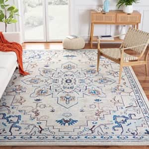Safavieh Madison Collection 8' Square IvoryLight Blue MAD473D Boho Chic Medallion Distressed for $94