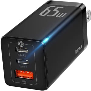 Baseus 65W GaN 3-Port USB-C Charger for $17 Baseus 65W GaN 3-Port USB-C Charger for $17