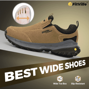 FitVille Men's LugMax V3 Low-Top Outdoor Slip-On Hiking Shoes for $28