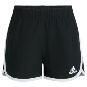 adidas Girls' Elastic Waistband Retro Woven Gym Shorts, New Black for $18