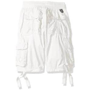 Southpole Big Boys' Jogger Shorts with Cargo Pockets in Basic Solid Colors, White (New), Large for $21