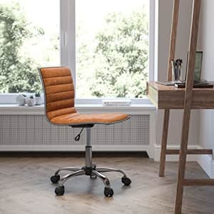 Flash Furniture Office Task Chair - Brown Vinyl - Chrome Frame - Armless - Ribbed Back and Seat - for $141