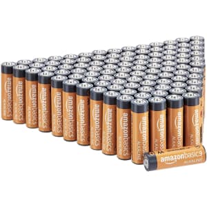 AmazonBasics AA Alkaline Batteries 100-Pack for $27