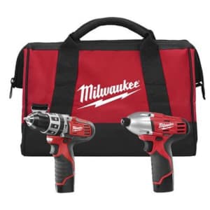 Milwaukee 2497-22 M12 12V Cordless Lithium-Ion 2-Tool Combo Kit Hammer Drill & Impact Driver for $135