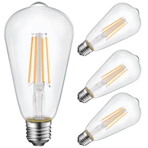 Energetic Lighting ST19 Vintage LED Edison Bulb 4-Pack for $7