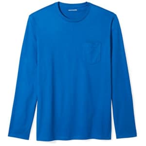 Amazon Essentials Men's Slim-Fit Long-Sleeve Pocket T-Shirt, Bright Blue, Medium for $17