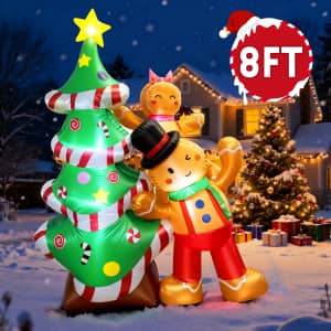 GVDV 8-Foot Inflatable Gingerbread Man & Christmas Tree for $36