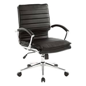 Office Star Faux Leather Mid Back Managers Chair with Loop Arms and Chrome Base, Black for $339