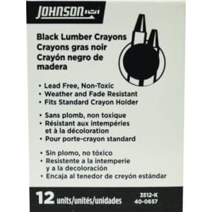 Johnson Level & Tool 3512-K Lumber Crayon, Black, 12-Pack for $12