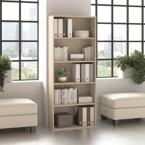 Bush Furniture Bush Business Furniture Hustle Tall 5 Shelf Bookcase in Natural Elm, Large Freestanding Bookshelf for $194