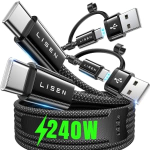 Lisen 6.6-Foot USB-C-to-USB-C Cable 2-Pack for $7