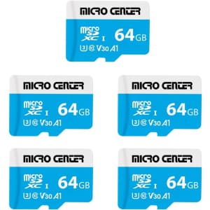 Micro Center 64GB microSDXC Card 5-Pack for $25