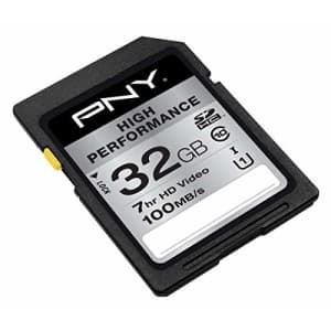 PNY 32GB High Performance Class 10 U1 SDHC Flash Memory Card - 100MB/s read, Class 10, U1, Full HD, for $20