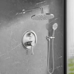 SSWW Wall-Mounted 10" Rainfall Shower Head Combo Set for $100