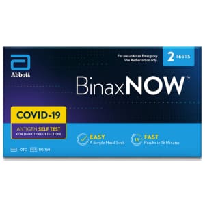 BinaxNOW COVID-19 Antigen Self Tests 2-Pack for $20