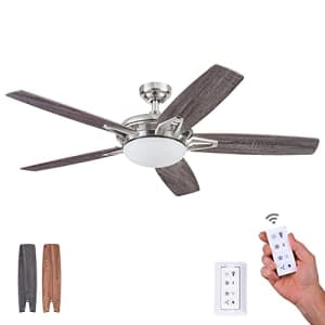 Prominence Home Clancy, 52 Inch Contemporary LED Ceiling Fan with Light, Remote Control, Dual for $122