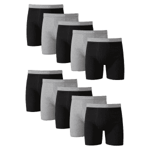 Hanes Men's Super Value Moisture-Wicking Cotton Boxer Briefs 10-Pack for $20