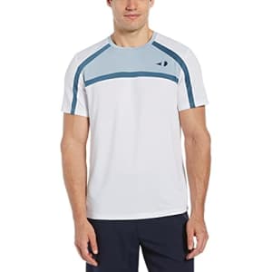 Grand Slam Men's Three-Color Blocked Crew Neck Short Sleeve Tennis Tee Shirt, Bright White, XX Large for $25