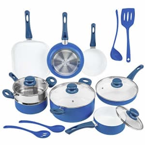 Ivation Ceramic Cookware | 16-Piece Nonstick Cookware Set with Induction Base, SoftGrip Handles & for $90 Ivation Ceramic Cookware | 16-Piece Nonstick Cookware Set with Induction Base, SoftGrip Handles & for $90