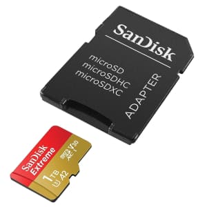 SanDisk 1TB Extreme microSDXC UHS-I Memory Card with Adapter for $90 SanDisk 1TB Extreme microSDXC UHS-I Memory Card with Adapter for $90