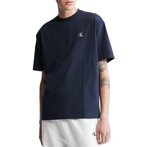 Calvin Klein Men's Relaxed Fit Monogram Logo Crewneck T-Shirt, Dark Sapphire, Extra Extra Large for $15