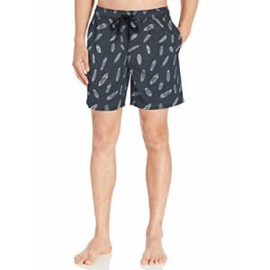 Amazon Brand - Goodthreads Men's 7" Inseam Swim Trunk, Navy Feather Print, Small for $16