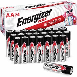 Energizer AA Batteries Double A Max Alkaline Battery, 24 Count (Pack of 1) for $15